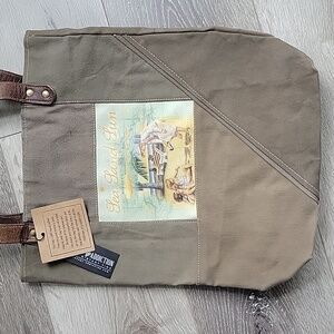 Sea Sand Sun Vintage Like Scene  Recycled Military Canvas Tent Tote
